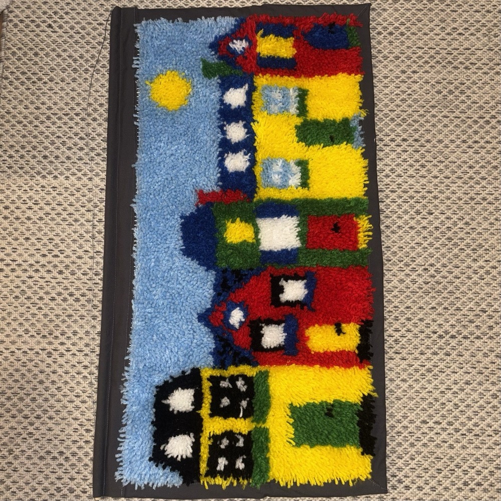 Latch Hook Wall Hanging Decoration Vintage Children Kids Colorful Neighborhood
